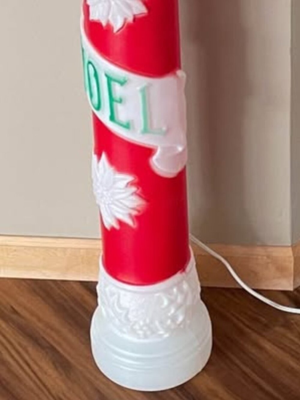 2 Vintage Christmas Candles NOEL Blow Mold Plastic 39" - Picture 4 of 5
